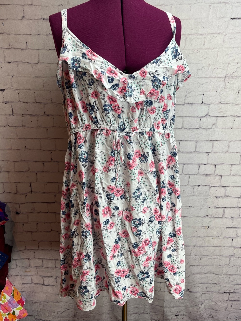 Torrid size 2 floral cami sundress white with pink